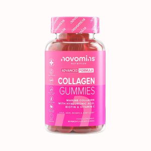 NOVOMINS ADVANCED FORMULA COLLAGEN GUMMIES MARINE COLLAGEN WITH HYALURONIC ACID BIOTIN & VITAMIN C 60'S